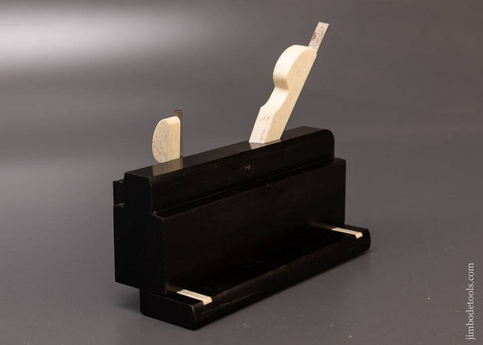 Rare JIM LEAMY 3/4 Scale Ebony & Bone Moving Filletster Plane 6 1/2 inch - EXCELSIOR 107970