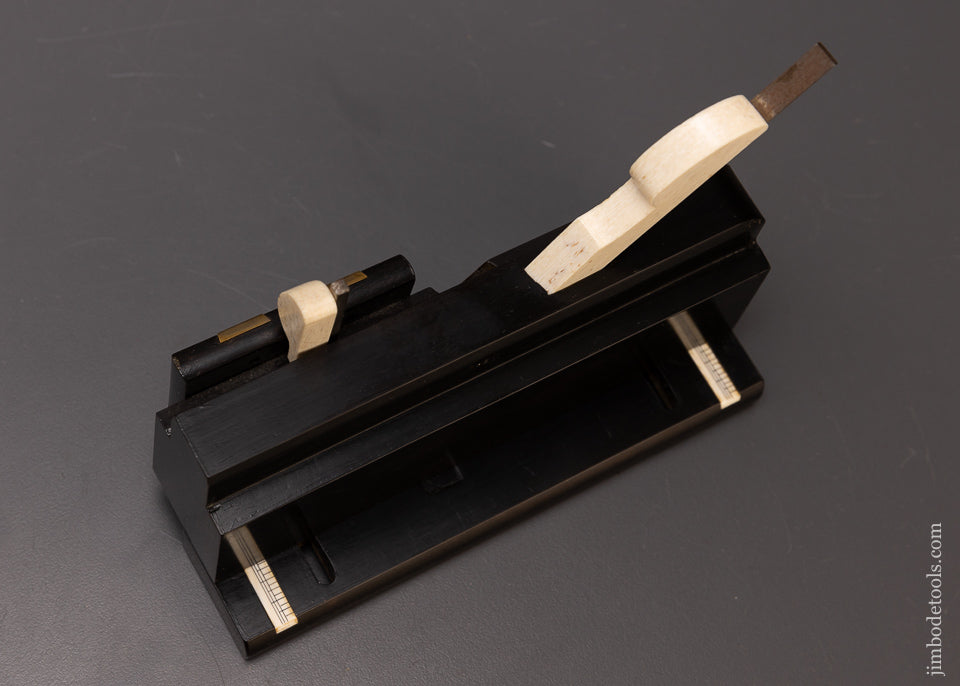 Rare JIM LEAMY 3/4 Scale Ebony & Bone Moving Filletster Plane 6 1/2 inch - EXCELSIOR 107970