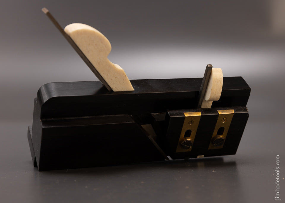 Rare JIM LEAMY 3/4 Scale Ebony & Bone Moving Filletster Plane 6 1/2 inch - EXCELSIOR 107970