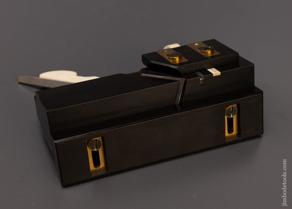 Rare JIM LEAMY 3/4 Scale Ebony & Bone Moving Filletster Plane 6 1/2 inch - EXCELSIOR 107970