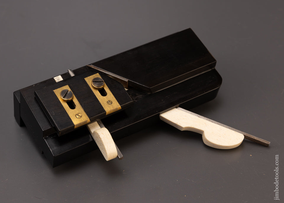 Rare JIM LEAMY 3/4 Scale Ebony & Bone Moving Filletster Plane 6 1/2 inch - EXCELSIOR 107970