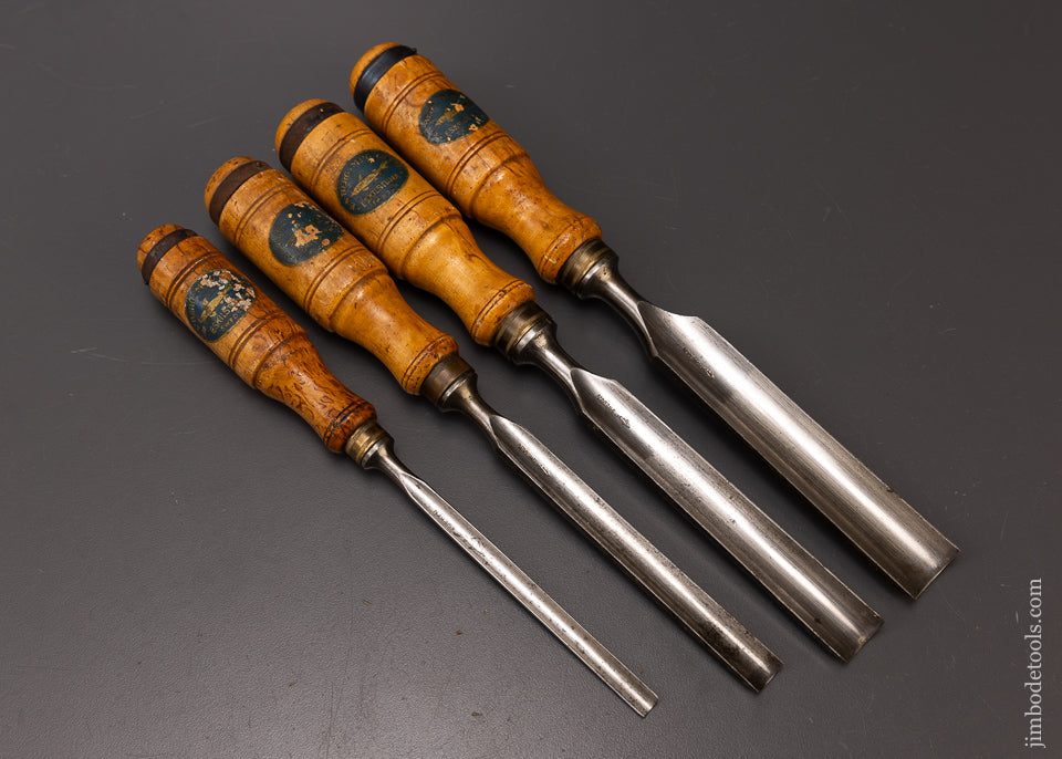 Fine Set of 4 E.A. BERG ESKILSTUNA Gouges with Decals - 107992