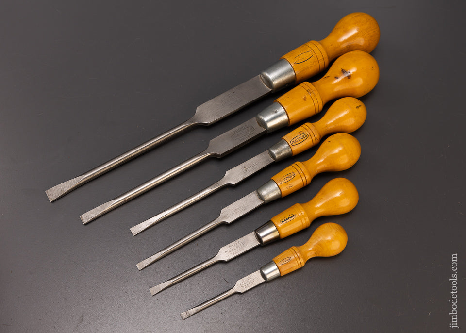 Stunning Set of 6 Boxwood Handled Cabinet Maker’s Screwdrivers - 107999