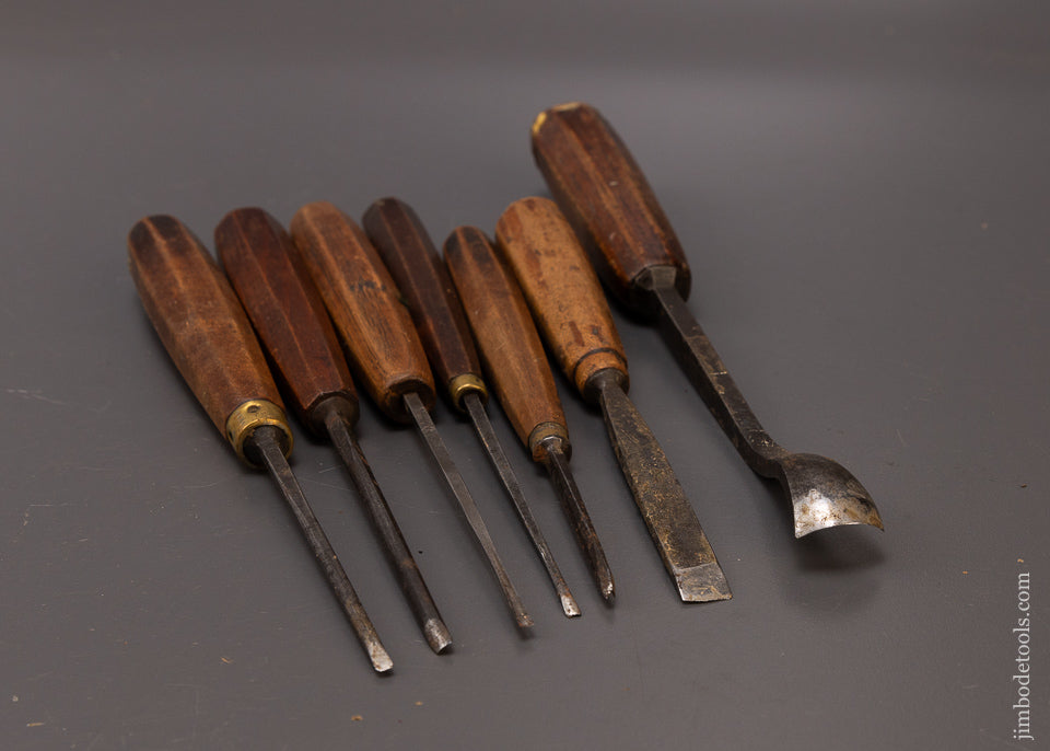 Set of 7 HENRY TAYLOR Carving Chisels Gouges - 108083