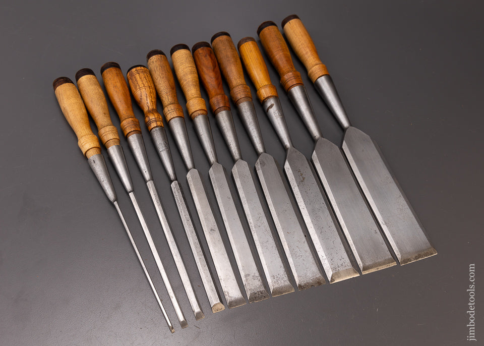 Fine Set of Bevel Edge Socket Firmer Chisels by P/S/ & W. - 108236
