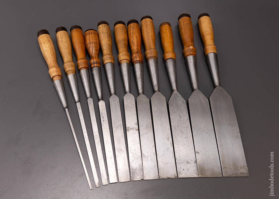 Fine Set of Bevel Edge Socket Firmer Chisels by P/S/ & W. - 108236