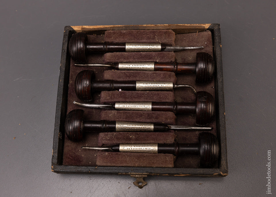 Boxed Set of EZRA BOWMAN 1883 Patent Rosewood Gravers - 108334