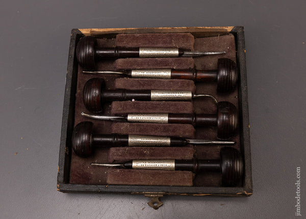 Boxed Set of EZRA BOWMAN 1883 Patent Rosewood Gravers - 108334