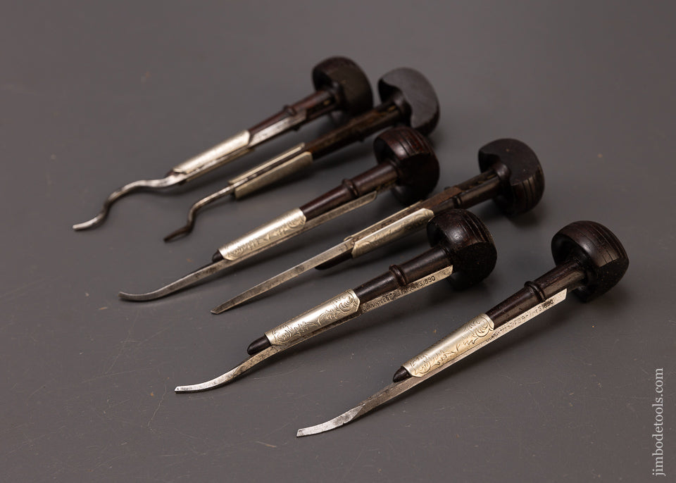 Boxed Set of EZRA BOWMAN 1883 Patent Rosewood Gravers - 108334