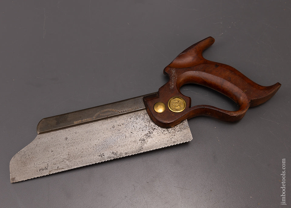 Rare 8 Inch DISSTON No. 9 Dovetail Saw with REGAN PATENT Handle & Ogee Toe - 108354