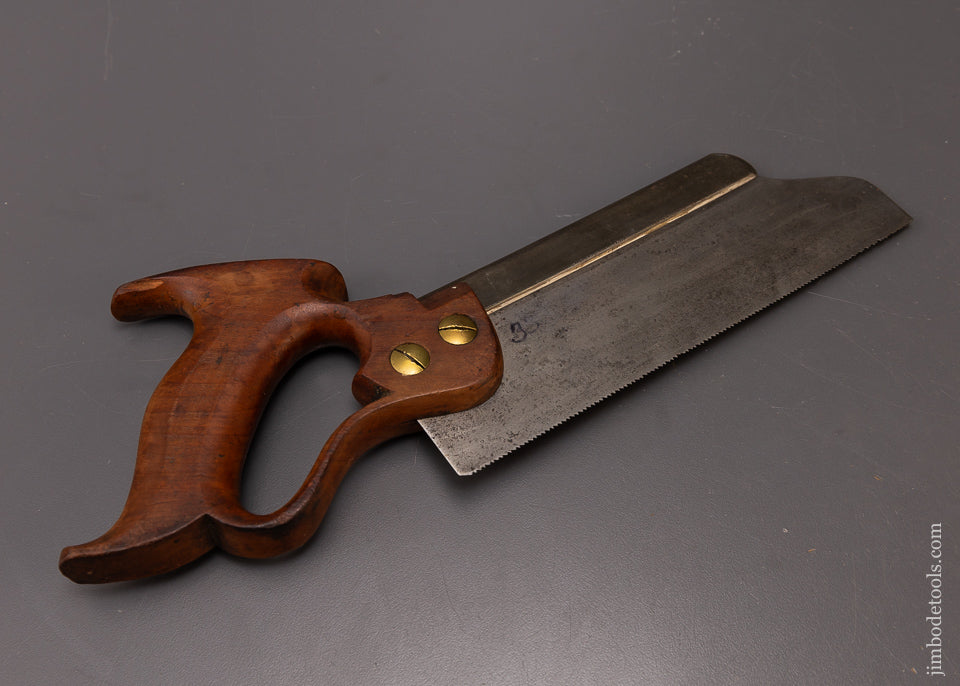 Rare 8 Inch DISSTON No. 9 Dovetail Saw with REGAN PATENT Handle & Ogee Toe - 108354