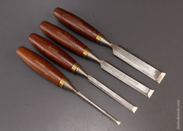Fine Set of 4 MARPLES Rosewood Handled Bevel Edge Chisels - 108425