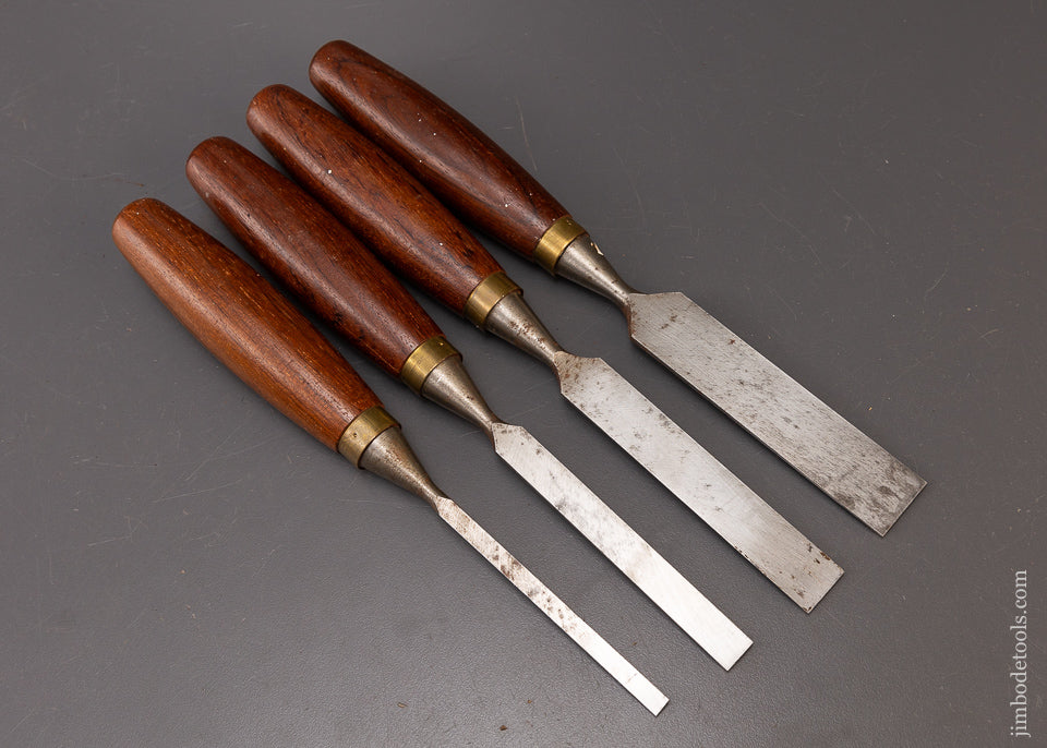 Fine Set of 4 MARPLES Rosewood Handled Bevel Edge Chisels - 108425