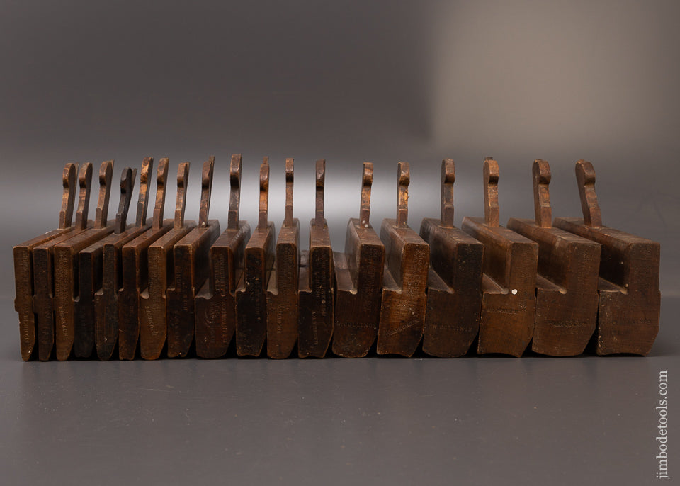 Excellent Set of 18 Hollow & Round Moulding Planes by MOSELEY - 108463