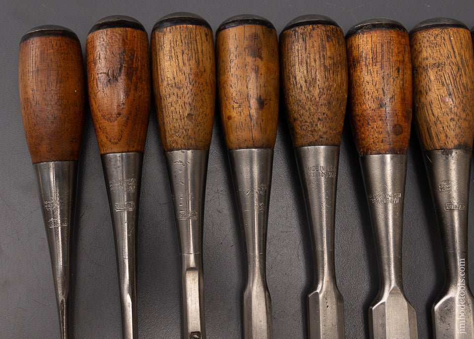 Excellent STANLEY No. 310 Set of 12 No. 40 EVERLASTING Cabinet Chisels - EXCELSIOR 108500