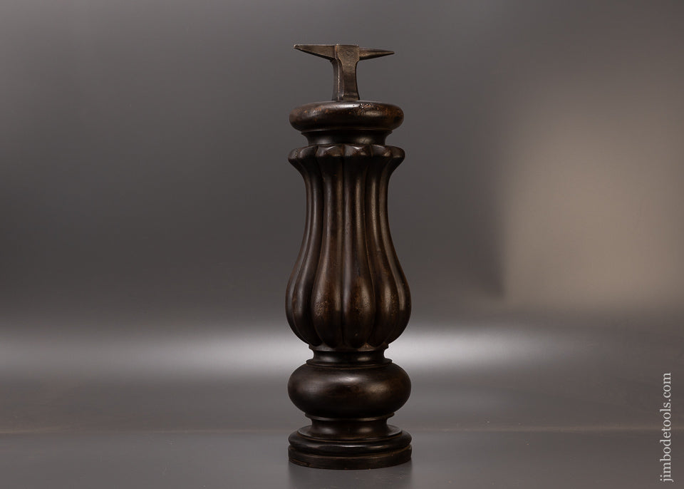 Massive 19 Inch High! Jeweler’s Anvil on Ornately Carved Stump - 108509