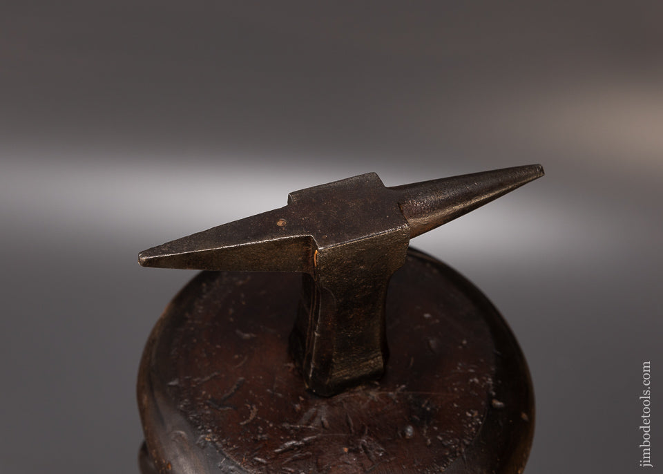 Massive 19 Inch High! Jeweler’s Anvil on Ornately Carved Stump - 108509