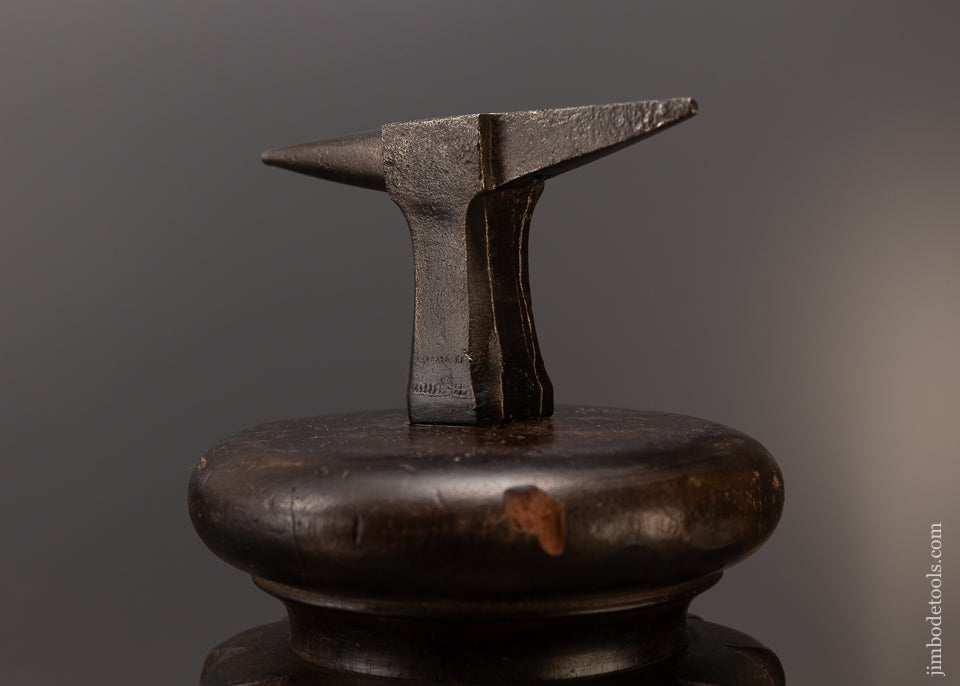 Massive 19 Inch High! Jeweler’s Anvil on Ornately Carved Stump - 108509