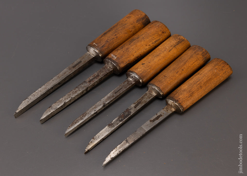 Excellent User Set of 5 SORBY Pig Sticker Mortise Chisels - 108531
