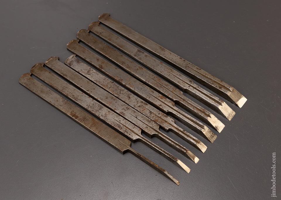 Full Set of 8 Plow Plane Irons by JOHN MOSELEY & SON - 108548