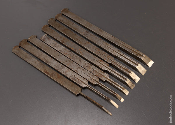 Full Set of 8 Plow Plane Irons by JOHN MOSELEY & SON - 108548