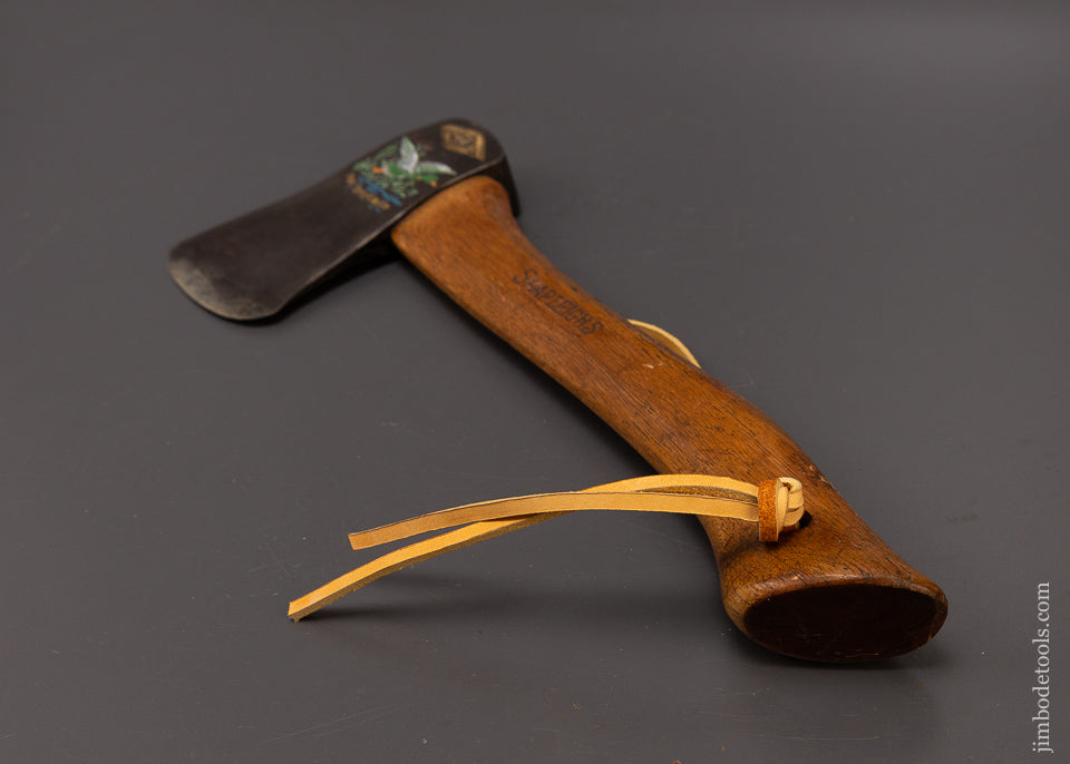 Rare Embossed SHAPLEIGH HARDWARE FOR SPORTSMAN Hatchet with Original Paint - 108618