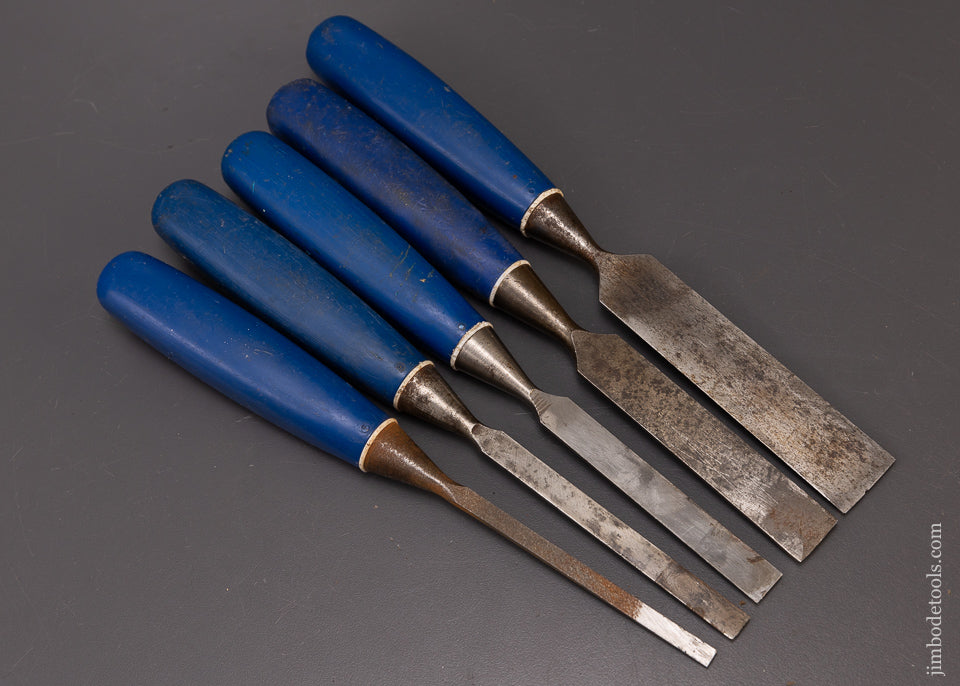 Fine Set of 5 MARPLES BLUE CHIP Bevel Edge Chisels - 108620