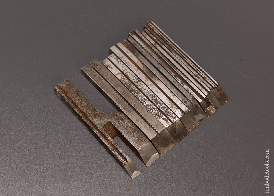 Full Set of 9 Irons for STANLEY MILLERS PATENT No. 41, 42, 43, 44 Plow Planes - 108689