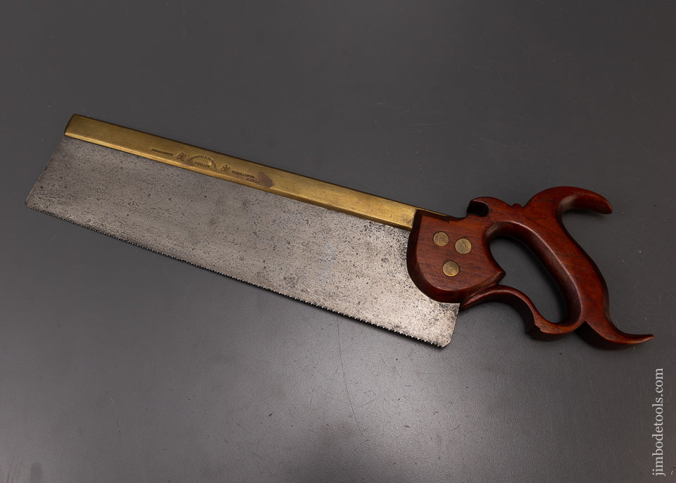 Rare & Early Double Eagle JOHNSON & CONAWAY PHILADA Spring Steel Brass Back Tenon Saw - 108793