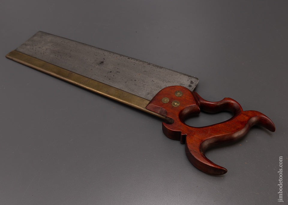 Rare & Early Double Eagle JOHNSON & CONAWAY PHILADA Spring Steel Brass Back Tenon Saw - 108793