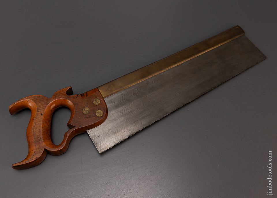 Spectacular C.H. BILL & SON WALTHAM MASS. SPRING STEEL Brass Back Saw - EXCELSIOR 108822