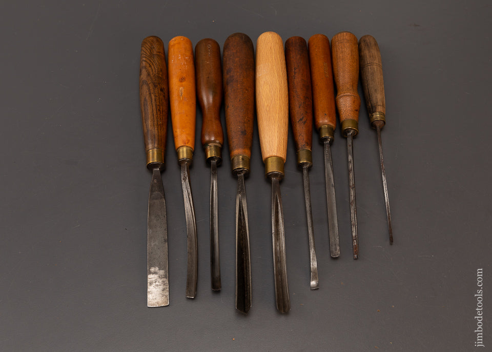 Good Set of 9 ADDIS Carving Chisels - 108827