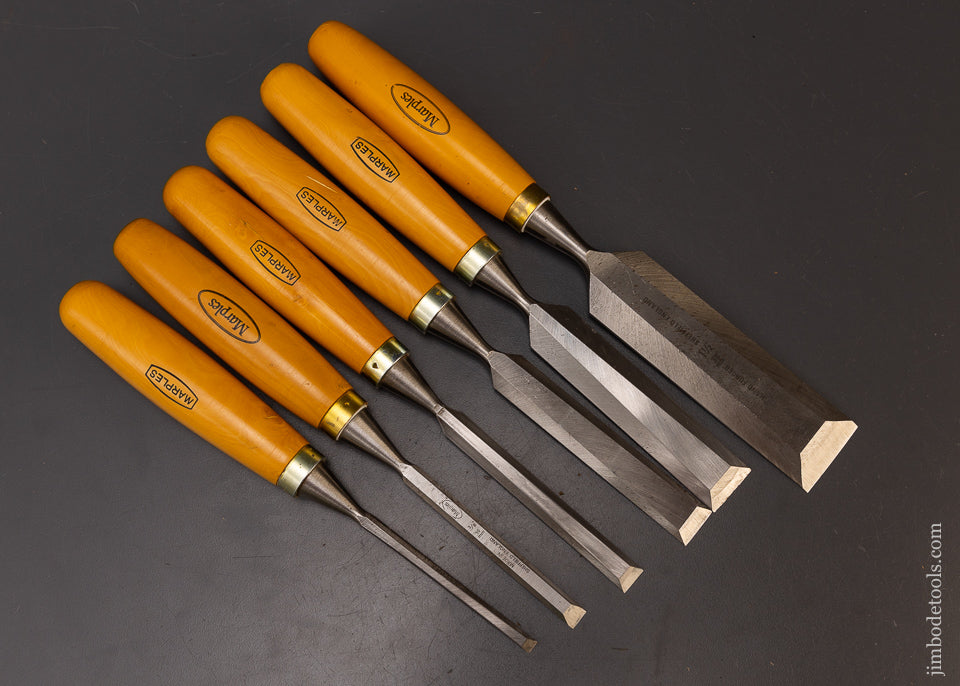 Mint Set of 6 MARPLES Bevel Edge Chisels with Boxwood Handles - 108926