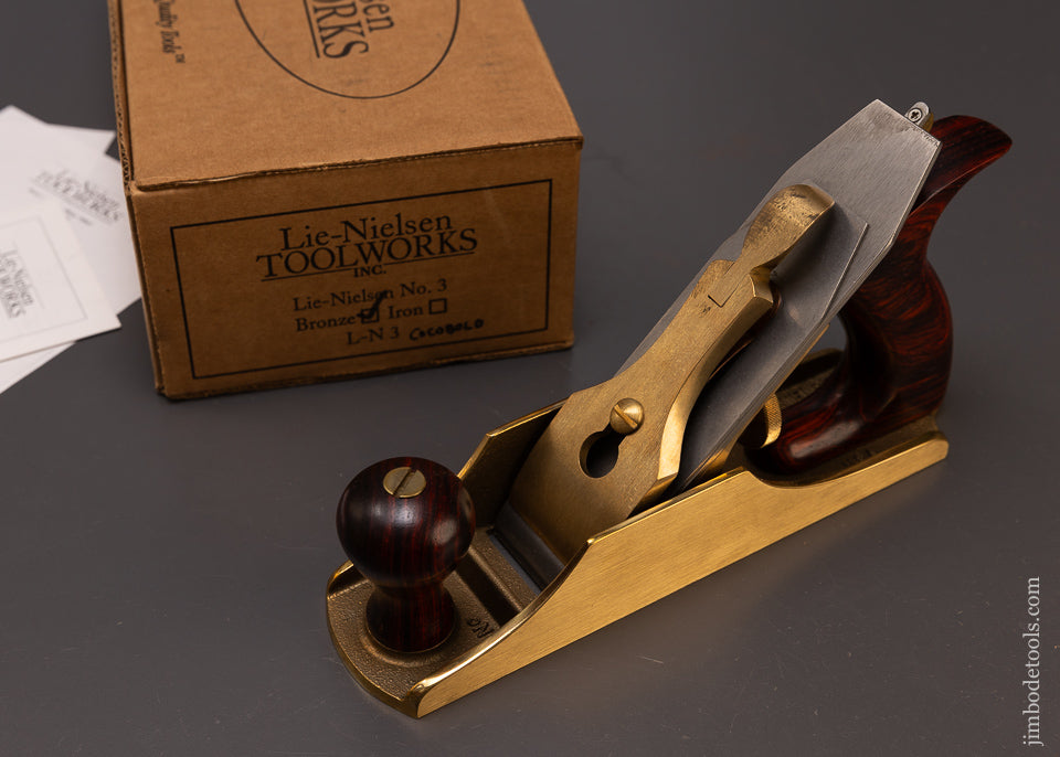 Mint in Box LIE NIELSEN No. 3 Bronze Smooth Plane with Cocobolo Handles - 108972