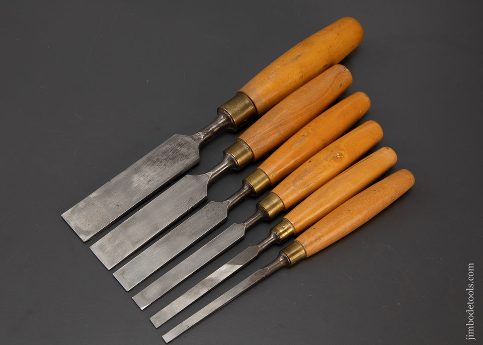Set of 6 MARPLES Square Edge Tang Firmer Chisels with Boxwood Handles - 109035