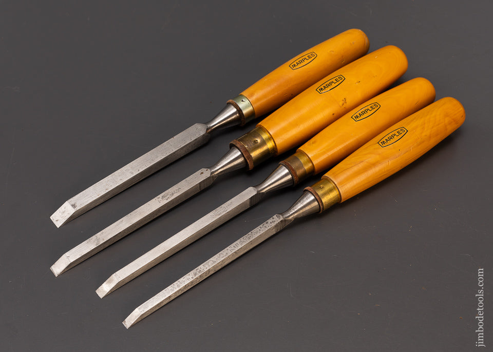 4 Mint New Old Stock MARPLES Boxwood Handle Mortise Chisels - 109036