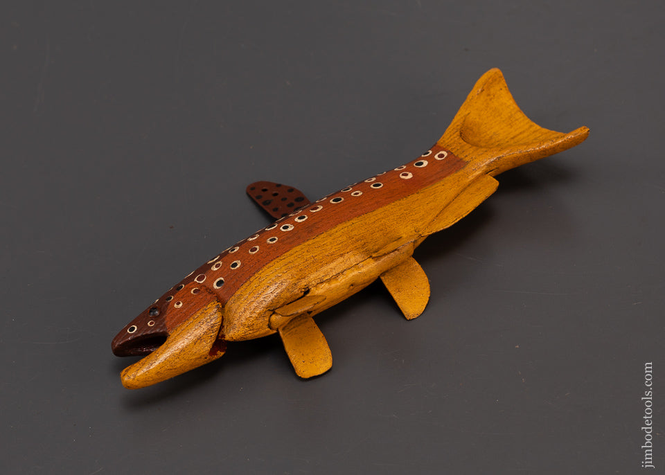 Spectacular 8 1/2 Inch Hand Carved Fish Decoy by Robert Francis - 109051
