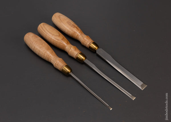 Dead Mint Set of 3 BLUE SPRUCE Dovetail Chisels - 109087