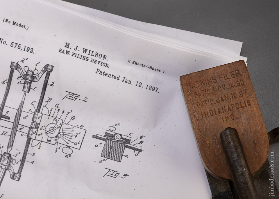 Saw Filer Math ATKINS Saw Filer with Full Box of SIMONDS Files Wilson Patent of 1897 ...