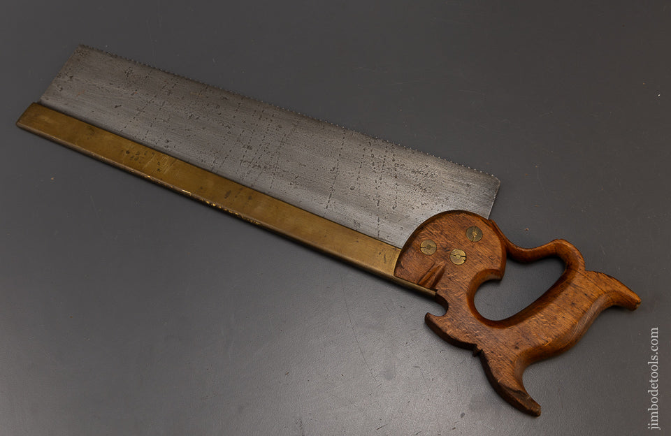 Rare 16 Inch Brass Back Tenon Saw MONDON KING PORT JERVIS, NY Spring Steel - 109131