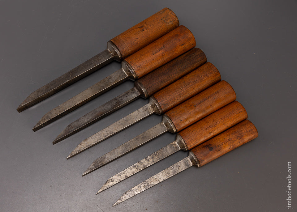 Remarkable Set of 7 Pig Sticker Mortise Chisel by J. BUCK - 109166