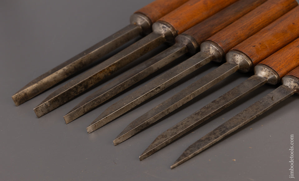 Remarkable Set of 7 Pig Sticker Mortise Chisel by J. BUCK - 109166