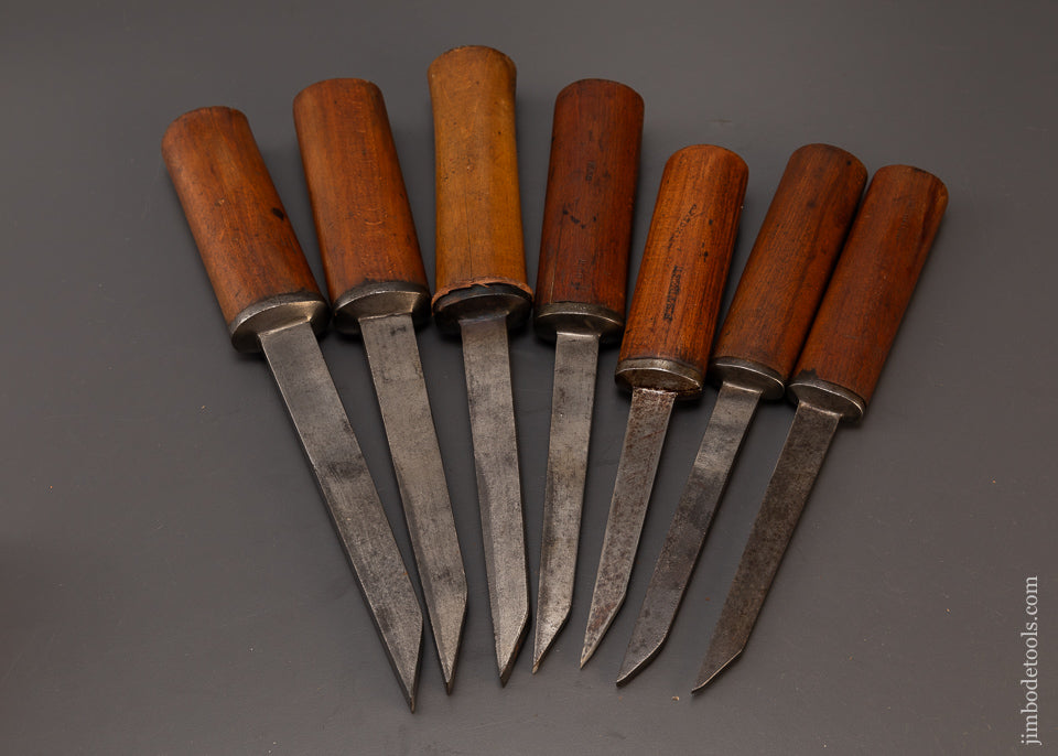 Excellent Set of 7 Pig Sticker Mortise Chisels by ISAAC GREAVES - 109168