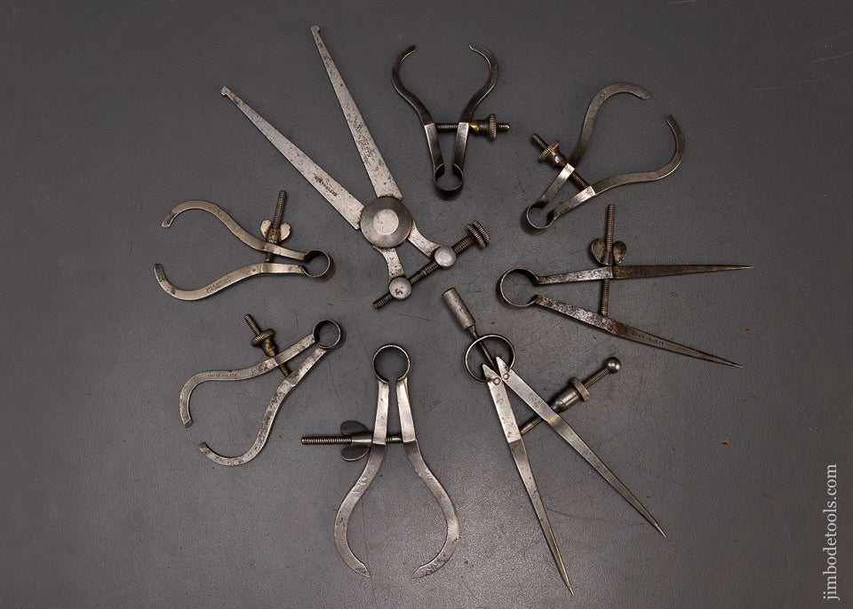 Set of 8 Precision Tools Calipers & Dividers by J. STEVENS & CO. Chicopee, MA. - 109218