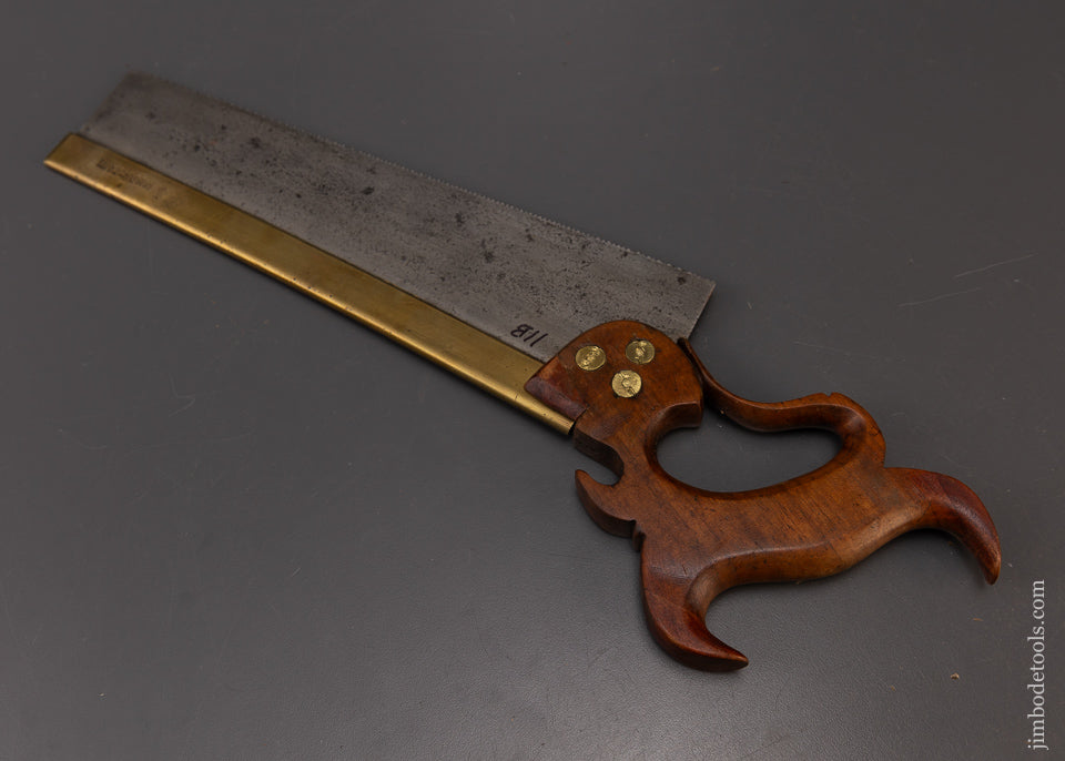 Rare J.H. BRINGHURST PHILADA SPRING STEEL Brass Back Dovetail Saw - 109319