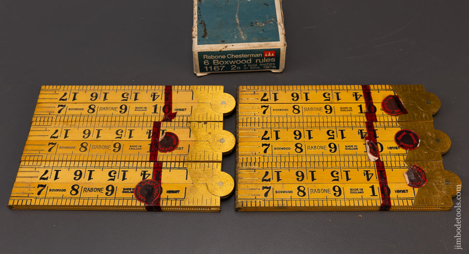 Six No. 1167 Boxwood Rules RABONE CHESTERMAN Mint in Box - 109342