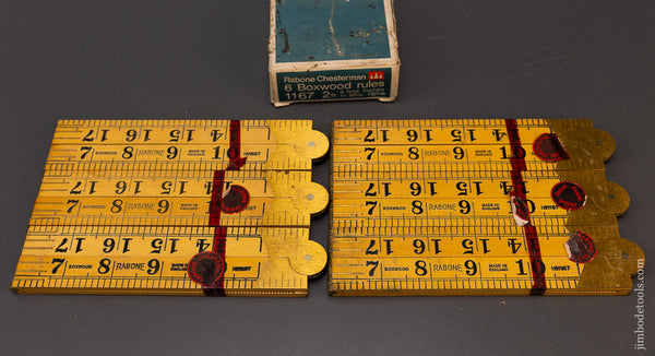 Six No. 1167 Boxwood Rules RABONE CHESTERMAN Mint in Box - 109342