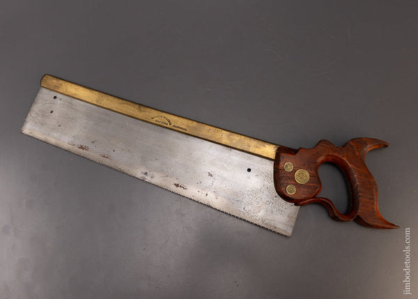 Rare BALDWIN HILL & CO NEW YORK 16 Inch Tenon Saw Triple Medallion - 109458