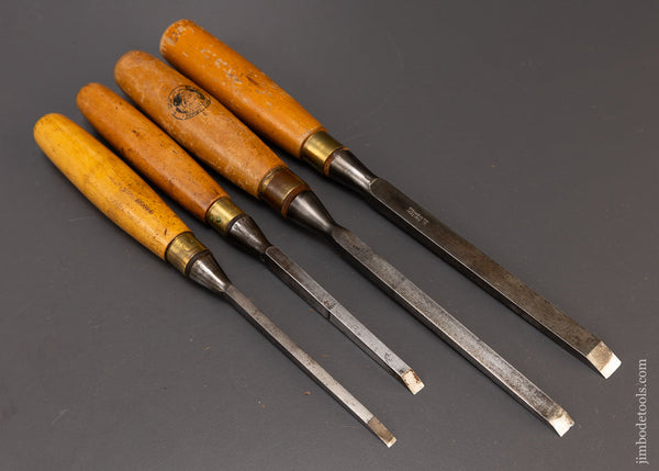 Excellent User Set of 4 Boxwood Handle Mortise Chisels by SORBY - 109472