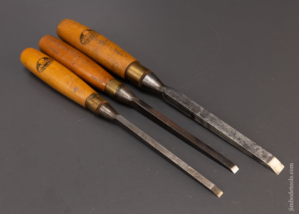 Fine Set of 3 MARPLES Boxwood Handle Mortise Chisels - 109487